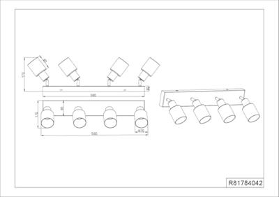 Trio 4-lichts plafondlampCadiz zwart - R81784042