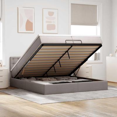 Ottoman bed met matras 200x200 cm stof taupe