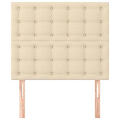 Hoofdborden 2 st 100x5x78/88 cm stof crèmekleurig