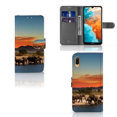 Huawei Y6 (2019) | Telefoonhoesje | Met pasjeshouder | Olifanten
