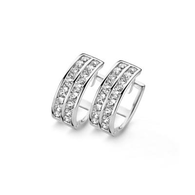 New Bling 9NB-0106 Oorringen zilver/zirconia 16 x 5 mm zilverkleurig New Bling 9NB-0106 Oorringen zilver/zirconia 16 x 5 mm zilverkleurig