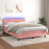 Boxspring met matras en LED fluweel roze 140x190 cm - thumbnail