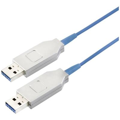 LogiLink CU0101 USB-kabel USB 3.2 Gen1 USB-A stekker, USB-A stekker 10.00 m Blauw Actief met signaalversterking