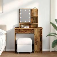 Kaptafel met LED-verlichting 86,5x35x136 cm oud houtkleurig - thumbnail
