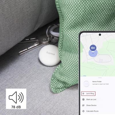 Hama Schlüsselfinder, für Android Mein Gerät finden-App, Bluetooth, 2 St, Weiß Keyfinder Wit