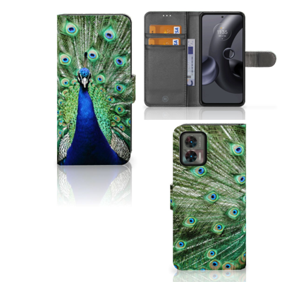 Motorola Edge 30 Neo | Telefoonhoesje | Met pasjeshouder | Pauw