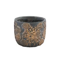 PTMD Pot Shein zwart cement rond laag M 14 X 14 X 11 - thumbnail