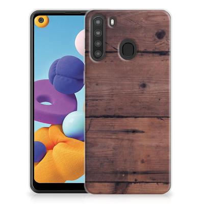 Samsung Galaxy A21 | Bumper Hoesje | Old Wood
