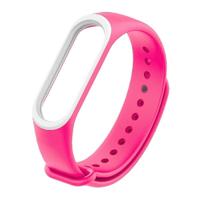 Kleurrijke siliconen polsband horlogeband voor Xiaomi mi band 3 & 4 (roze + wit) - thumbnail
