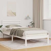 Bedframe met hoofdeinde Wit 80 x 220 cm Massief grenenhout - thumbnail