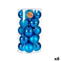 Set kerstballen Blauw Plastic 8 x 9 x 8 cm (6 Stuks) - thumbnail