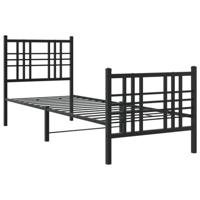 Bedframe met hoofd- en voeteneinde metaal zwart 75x190 cm - thumbnail