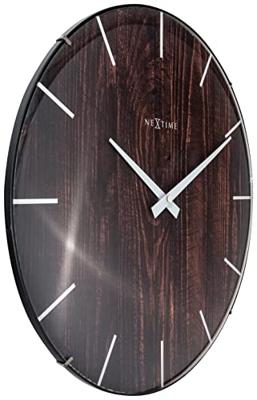 Wandklok - 35 cm - Koepelglas - 'Edge Wood Dome'