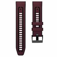 By Qubix - leer + siliconen bandje - Bordeaux - Compatible met Garmin Tactix 8-47mm - Compatible Garmin bandje - Bandbreedte: 22mm - thumbnail