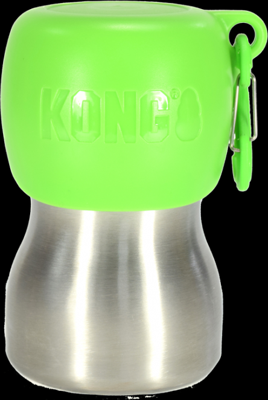 KONG H2O roestvrij staal hond waterfles & huisdier reizen kom, 9.5 oz - groen