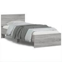 Bedframe met hoofdbord en LED grijs sonoma eikenkleur 75x190 cm - thumbnail