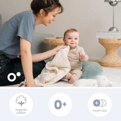 Verpakking van 3 inbakerdoeken - DOOMOO - Biologisch katoenen gaas - Oeko-Tex gecertificeerd - Beige