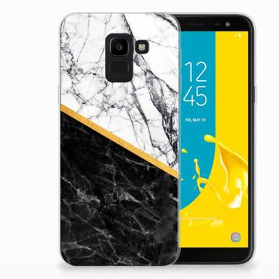 Samsung Galaxy J6 2018 | TPU | Siliconen hoesje | Marmer Wit Zwart - Origineel Cadeau Man Samsung Galaxy J6 2018 | TPU | Siliconen hoesje | Marmer Wit Zwart - Origineel Cadeau Man