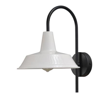 Masterlight Retro witte muurlampIndustria 32cm zwart met witte kap - 3545-05-06-06