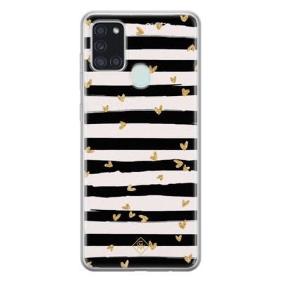 Samsung Galaxy A21s siliconen telefoonhoesje - Hart streepjes