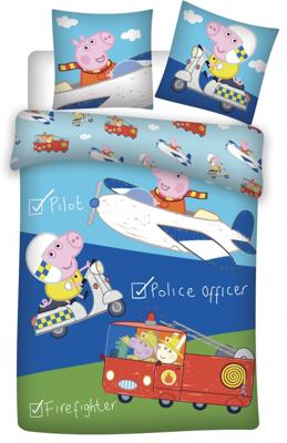 Peppa Pig Dekbedovertrek Pilot, Police & Firefighter 100 x 135 Cm Katoen Peppa Pig Dekbedovertrek Pilot, Police & Firefighter 100 x 135 Cm Katoen