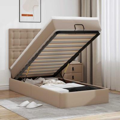 Ottomaanse bed met matras 90x200cm kunstleer cappuccinokleurig