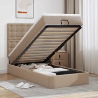Ottomaanse bed met matras 90x200cm kunstleer cappuccinokleurig - thumbnail