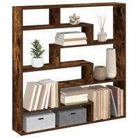 Wandschap kubus 7 vakken bewerkt hout gerookt eikenkleurig - thumbnail
