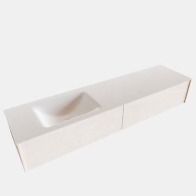 Badkamermeubel BWS Madrid Wit 180x45x30 cm Mat Witte Solid Surface Wastafel Links (2 lades, 1 kraangat) Badkamermeubel BWS Madrid Wit 180x45x30 cm Mat Witte Solid Surface Wastafel Links (2 lades, 1 kraangat)
