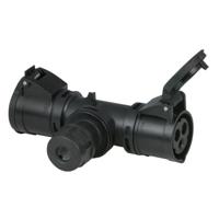 Showtec CEE 3-polig 16A T-connect stroomverdeler met wartel IP44 - thumbnail