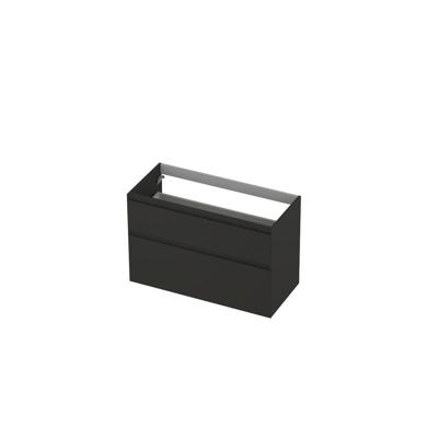 INK - Onderkast 2 Laden Greeploos Gelakt 45gr A-symmetrisch - 1000x450x650 Mm - Mat Antraciet