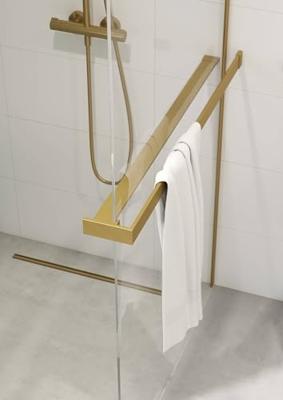 Saqu Modulo inloopdouche incl. antikalk 100x210cm met handdoekhouder geborsteld messing