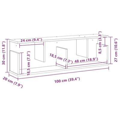 Wandkast 100x20x30 cm bewerkt hout grijs sonoma eikenkleurig
