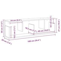 Wandkast 100x20x30 cm bewerkt hout grijs sonoma eikenkleurig - thumbnail