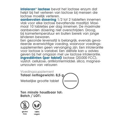 Intoleran Lactase 20.000 FCC Breektabletten Intoleran Lactase 20.000 FCC Breektabletten