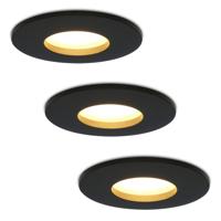 Set van 3 Porto - LED Inbouwspots - 4 Watt 345 lumen - 2700K Warm wit - GU10 - Dimbaar - Rond - IP44 voor badkamer, buiten en binnen - Zwart - thumbnail