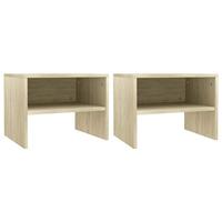 VidaXL Nachtkastjes 2 st 40x30x30 cm bewerkt hout sonoma eikenkleurig - thumbnail