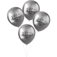Ballonnen Metallic Zilver &apos;25th Anniversary&apos; (4 st) - thumbnail