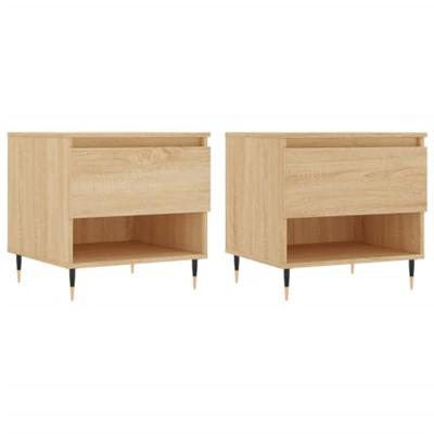 Salontafels 2 st 50x46x50 cm bewerkt hout sonoma eikenkleurig