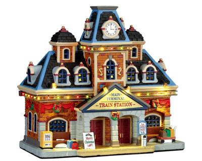 Lemax main terminal train station verlicht kersthuisje Caddington Village 2017