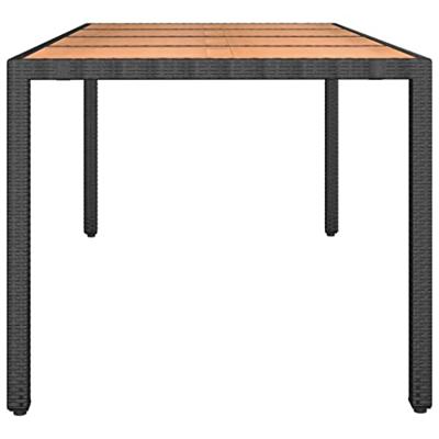 Tuintafel met houten blad poly ratten en acaciahout zwart