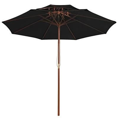 Parasol dubbeldekker met houten paal 270 cm zwart