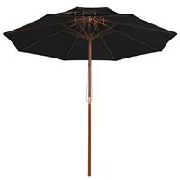 Parasol dubbeldekker met houten paal 270 cm zwart - thumbnail