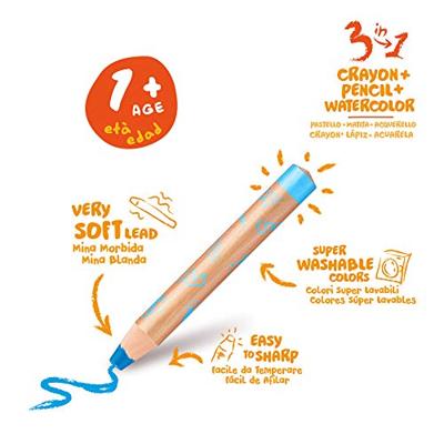 Carioca kleurpotlood Baby 3-in-1, geassorteerde kleuren, 6 stuks in een kartonnen etui