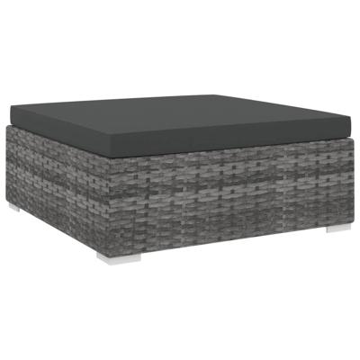VidaXL Voetensteun 1 st met kussen poly rattan grijs