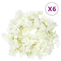 VidaXL Kerstslingers met bloemen 6 st 180 cm wit - thumbnail