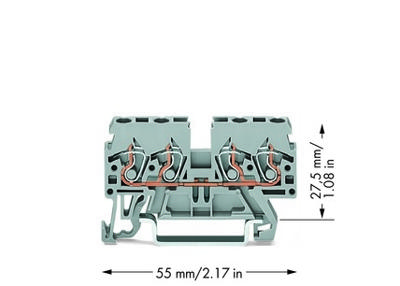 WAGO 870-831 Doorgangsklem 5 mm Spanveer Toewijzing: L Grijs 100 stuk(s)