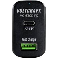 VOLTCRAFT CAS-63 USB-oplader 63 W 1x USB-A, 1x USB-C USB PD Zwart Auto USB Power Delivery (USB-PD) - thumbnail