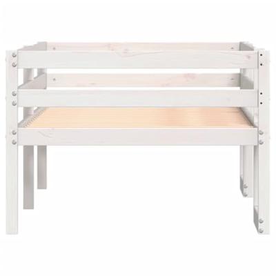 Kinderbedframe massief grenenhout wit 75x190 cm