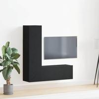 Tv-meubelset 3 pcs Zwart eiken 130.5 x 30 x 140 cm Bewerkt hout - thumbnail